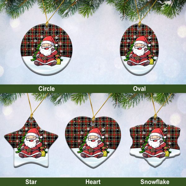 Stewart Black Tartan Christmas Ceramic Ornament - Scottish Santa Style Cheap
