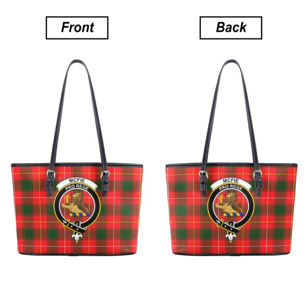 McFie Tartan Crest Leather Tote Bag Cheap - Image 3