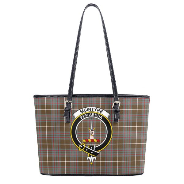 McIntyre Hunting Weathered Tartan Crest Leather Tote Bag Fashion - Image 2