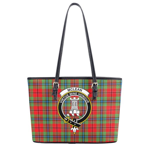 McLean of Duart Modern Tartan Crest Leather Tote Bag Online Sale - Image 2