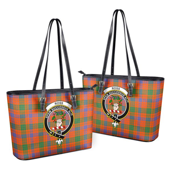 Ross Ancient Tartan Crest Leather Tote Bag Supply