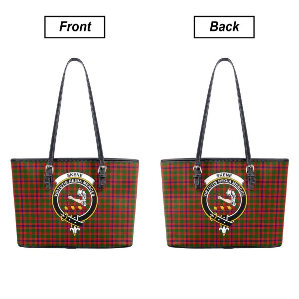 Skene Modern Tartan Crest Leather Tote Bag Supply - Image 3