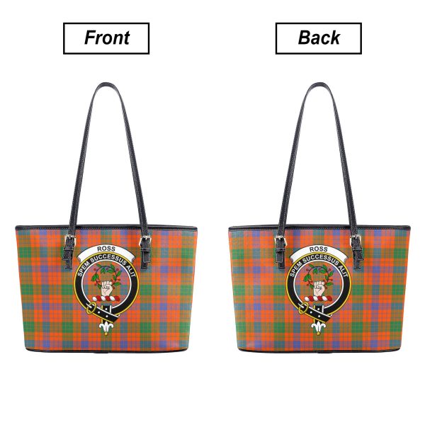 Ross Ancient Tartan Crest Leather Tote Bag Supply - Image 3
