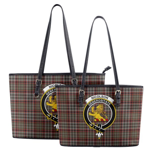 Nicolson Hunting Weathered Tartan Crest Leather Tote Bag For Cheap - Image 4