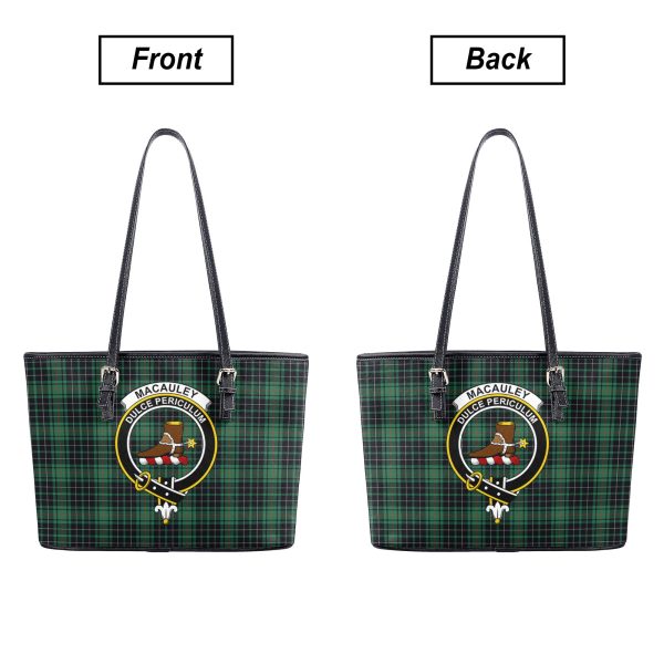 MacAuley Hunting Ancient Tartan Crest Leather Tote Bag on Sale - Image 3