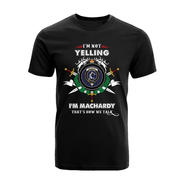 MacHardy Modern Tartan Crest T-shirt - I m not yelling style on Sale