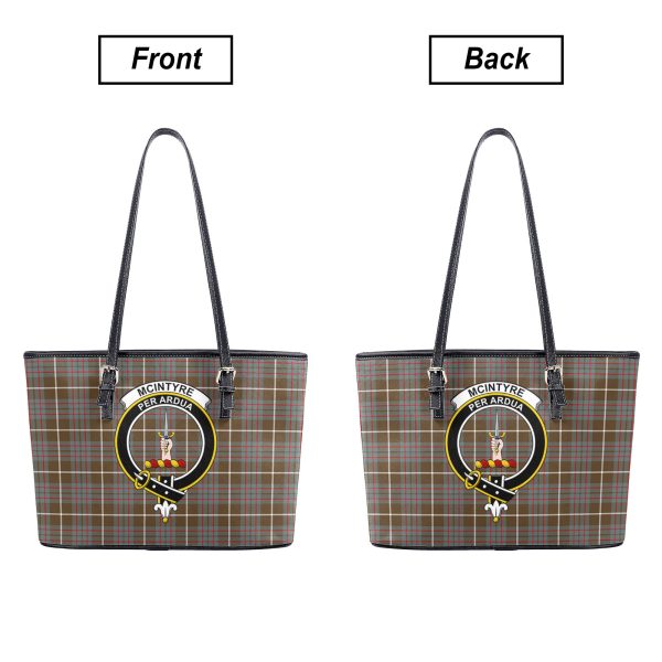 McIntyre Hunting Weathered Tartan Crest Leather Tote Bag Fashion - Image 3