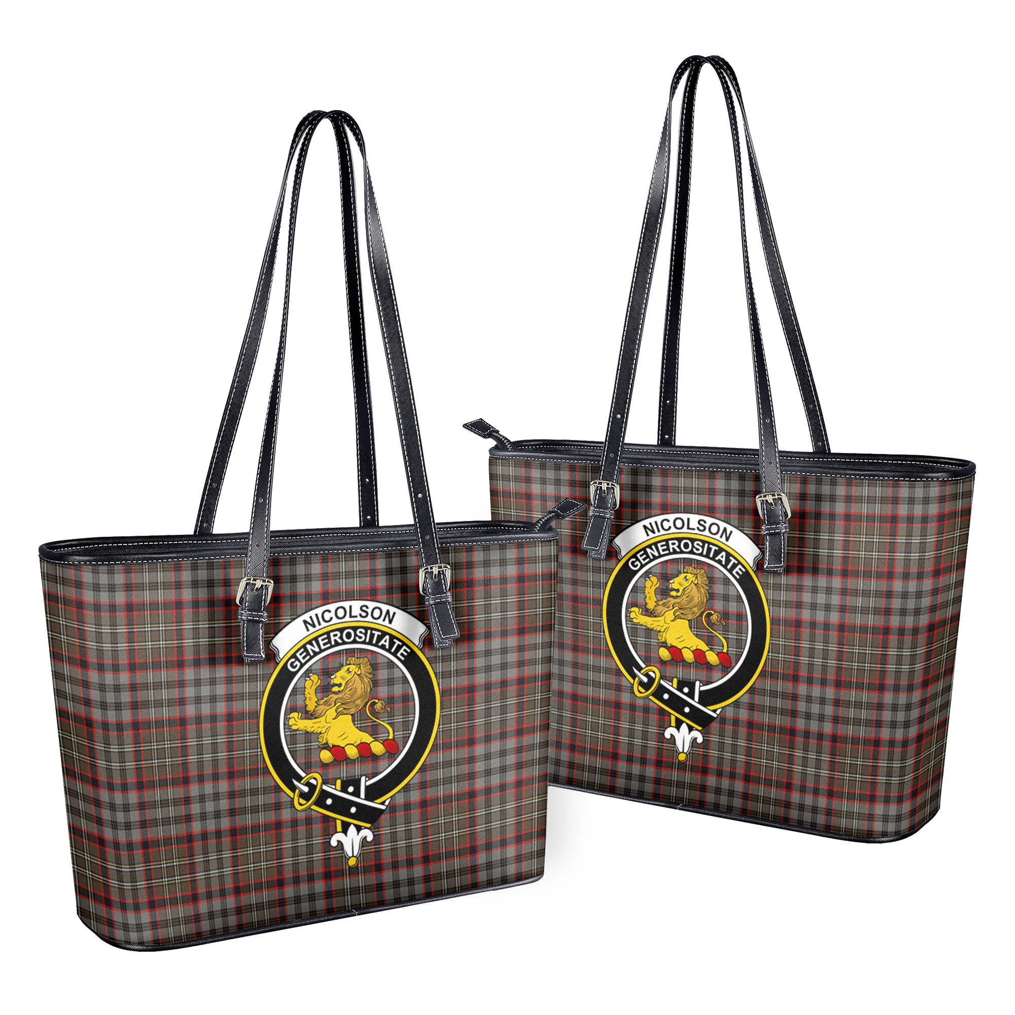 Nicolson Hunting Weathered Tartan Crest Leather Tote Bag For Cheap