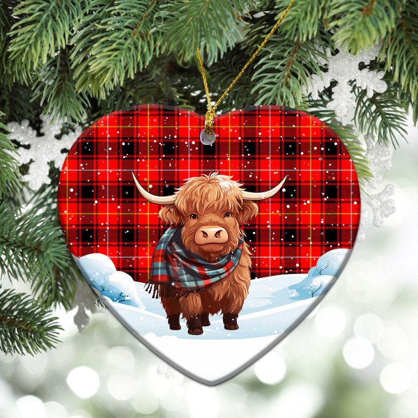 McIvor Tartan Christmas Ceramic Ornament - Highland Cows Snow Style Supply - Image 5