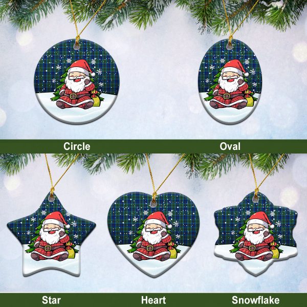 Marshall Tartan Christmas Ceramic Ornament - Scottish Santa Style For Sale