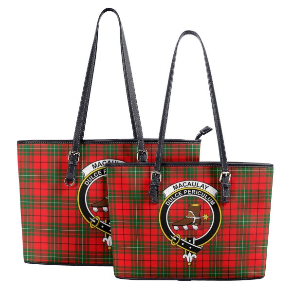 MacAulay Modern Tartan Crest Leather Tote Bag Cheap - Image 4
