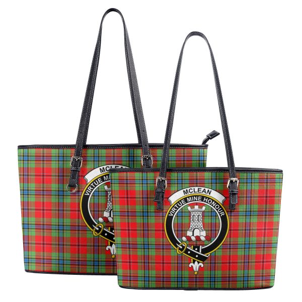 McLean of Duart Modern Tartan Crest Leather Tote Bag Online Sale - Image 4