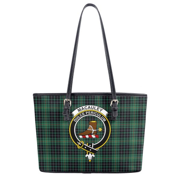 MacAuley Hunting Ancient Tartan Crest Leather Tote Bag on Sale - Image 2