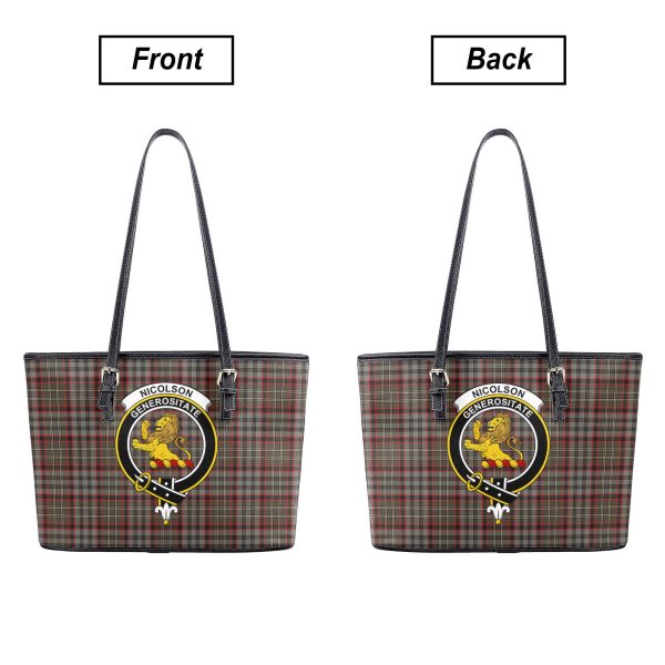 Nicolson Hunting Weathered Tartan Crest Leather Tote Bag For Cheap - Image 3