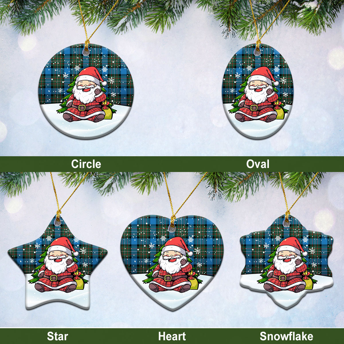 Fergusson Ancient Tartan Christmas Ceramic Ornament – Scottish Santa Style For Sale