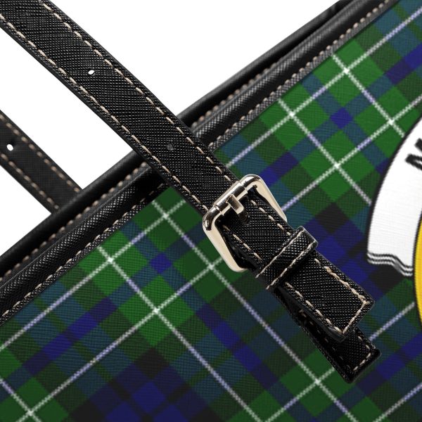 MacNeil of Colonsay Modern Tartan Crest Leather Tote Bag Cheap - Image 5