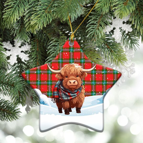 McLaine of Loch Buie Tartan Christmas Ceramic Ornament - Highland Cows Snow Style For Discount - Image 4