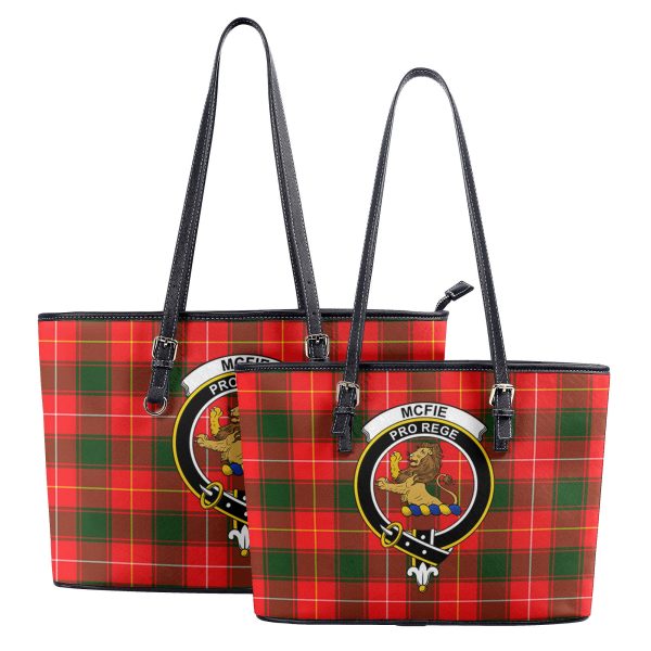 McFie Tartan Crest Leather Tote Bag Cheap - Image 4