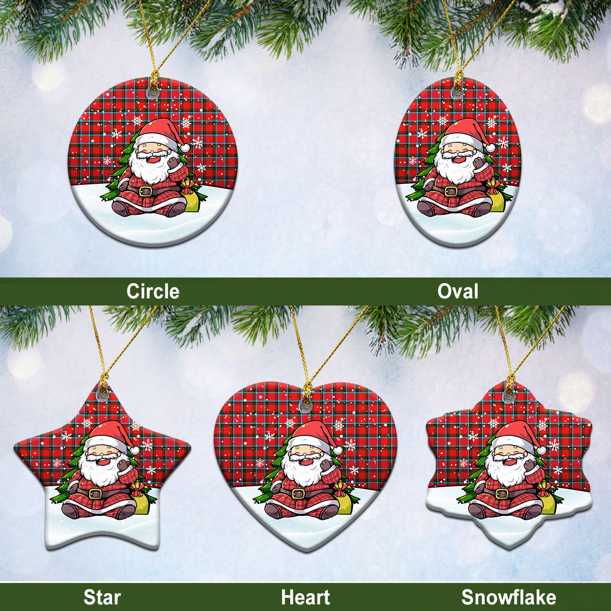 Sinclair Modern Tartan Christmas Ceramic Ornament – Scottish Santa Style Online Sale