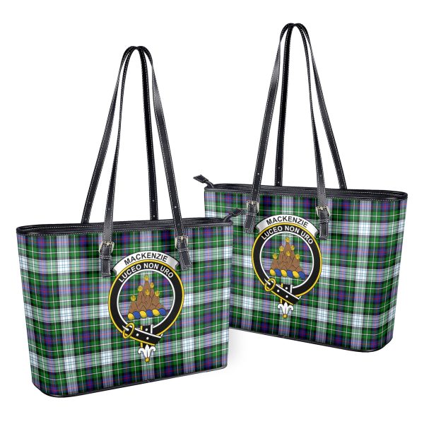 MacKenzie Dress Modern Tartan Crest Leather Tote Bag For Discount