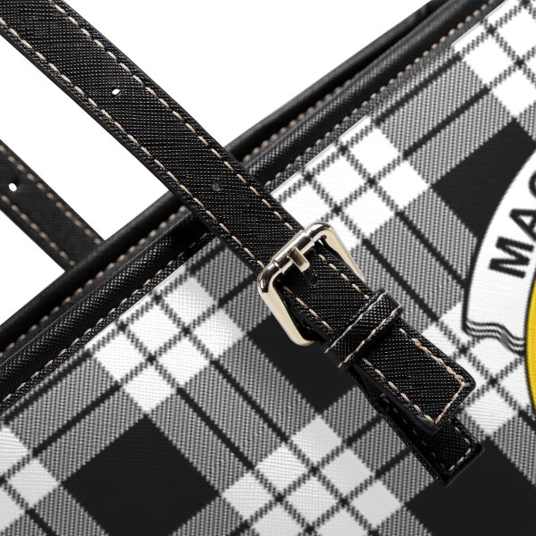 MacFarlane Black _ White Tartan Crest Leather Tote Bag Online now - Image 5