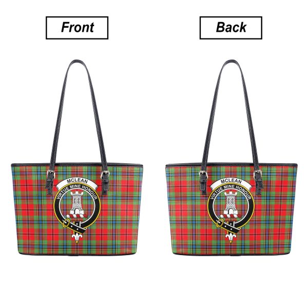McLean of Duart Modern Tartan Crest Leather Tote Bag Online Sale - Image 3