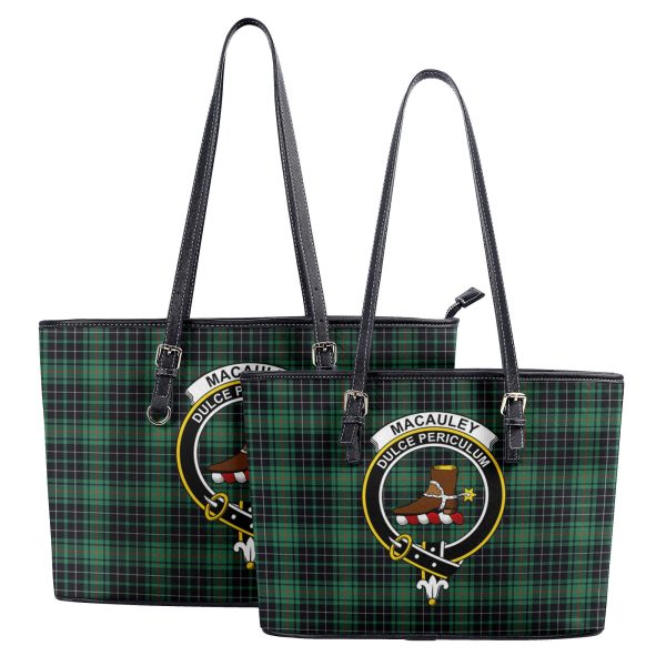 MacAuley Hunting Ancient Tartan Crest Leather Tote Bag on Sale - Image 4