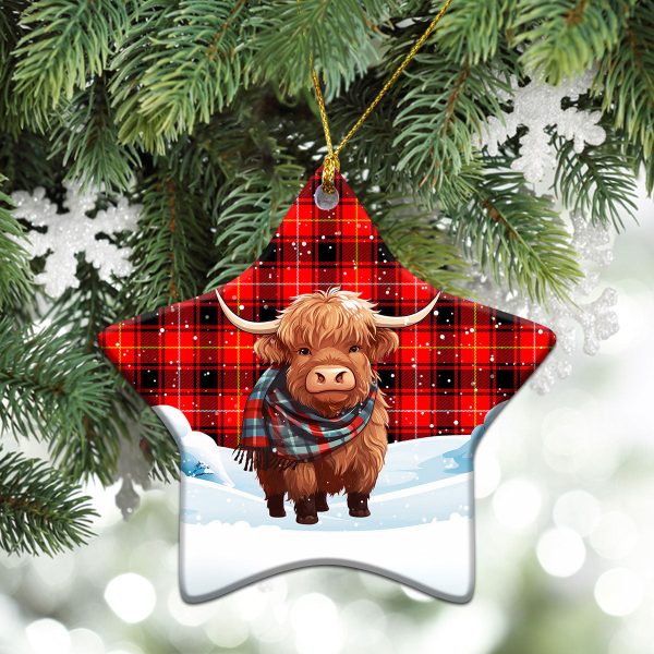 McIvor Tartan Christmas Ceramic Ornament - Highland Cows Snow Style Supply - Image 4