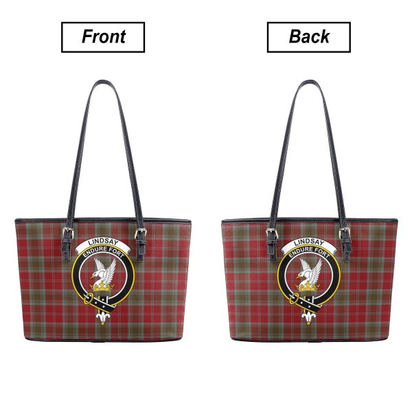 Lindsay Weathered Tartan Crest Leather Tote Bag For Sale - Image 3