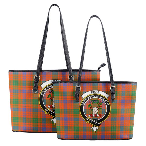 Ross Ancient Tartan Crest Leather Tote Bag Supply - Image 4