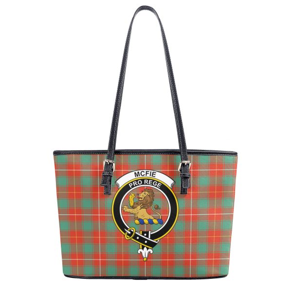 McFie Ancient Tartan Crest Leather Tote Bag For Discount - Image 2