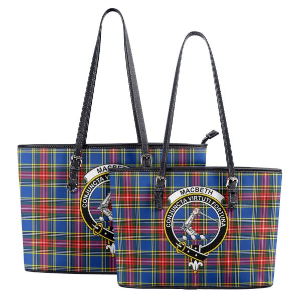 MacBeth Modern Tartan Crest Leather Tote Bag Online Sale - Image 4